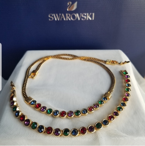 AUTHENTIC Swarovski 24k Gold Plated Multicolor Tennis Bracelet - Picture 17 of 17
